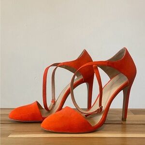 Zara Orange Suede Heels